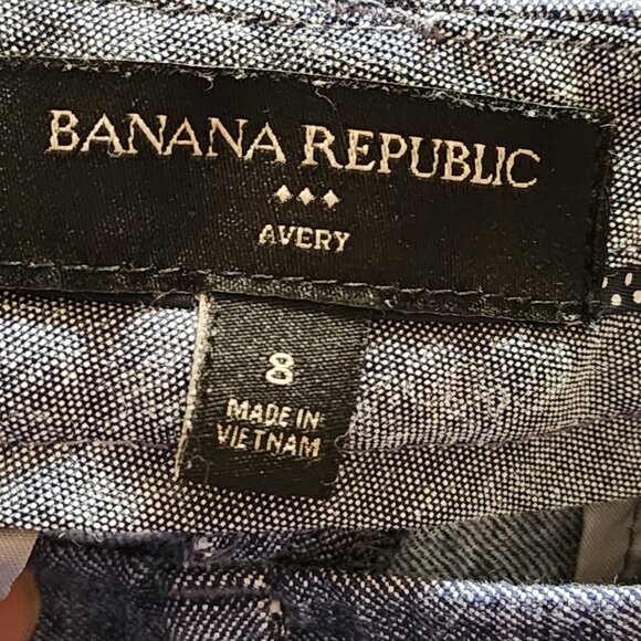 Banana Republic Blue Chambray Linen Cotton Mid Rise Avery Ankle Pant - Picture 6 of 7